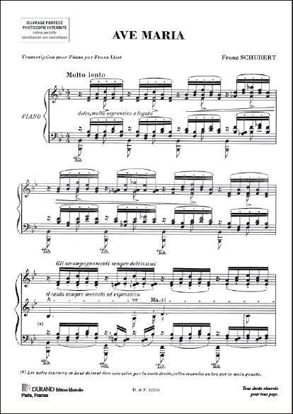 Ave Maria  - Transcription par Franz Liszt - na klavír